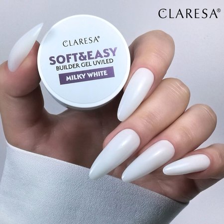 CLARESA Żel budujący do paznokci Soft&Easy MILKY WHITE - 45g - ŚREDNI