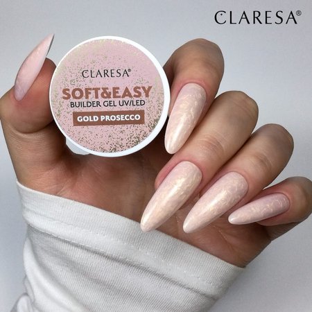 CLARESA Żel budujący do paznokci Soft&Easy GOLD PROSECCO - 45g - ŚREDNI