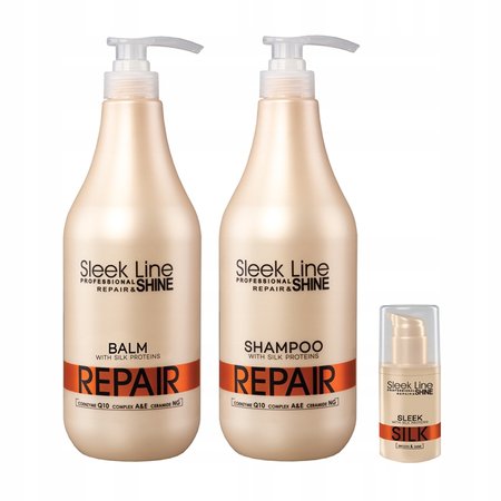 STAPIZ Zestaw do włosów zniszczonych REPAIR + jedwab - 2x1000ml + 30ml