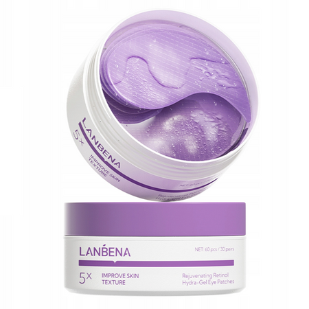 LANBENA Odmładzające płatki hydrożelowe pod oczy z retinolem - 60 sztuk (Fioletowe)