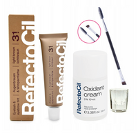 REFECTOCIL Henna żelowa JASNY BRĄZ 3.1 + Woda 3% w kremie + Pędzelek + Kieliszek