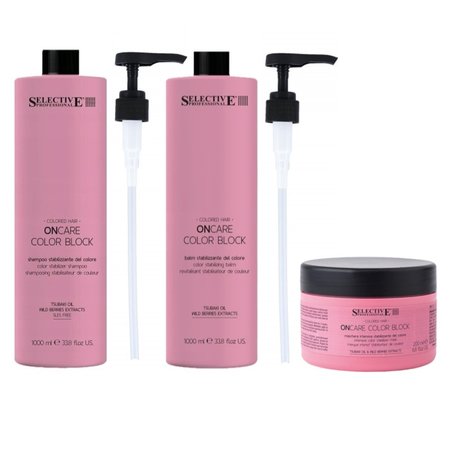 SELECTIVE Zestaw Szampon + Odżywka + Maska do włosów farbowanych COLOR BLOCK 2x1000ml + 200ml
