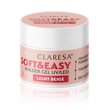 CLARESA Żel budujący do paznokci Soft&Easy LIGHT BEIGE - 12g - MAŁY