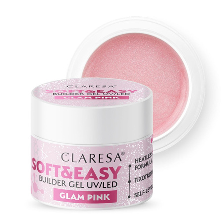 CLARESA Żel budujący do paznokci Soft&Easy GLAM PINK - 90g