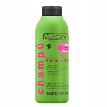 MYSALON Szampon do włosów z potrójną keratyną - 500ml