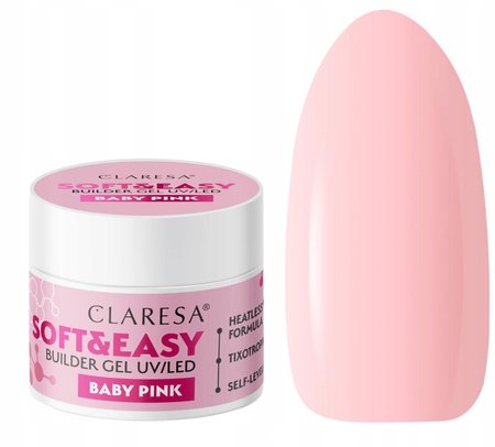 CLARESA Żel budujący do paznokci Soft&Easy BABY PINK - 12g - MAŁY