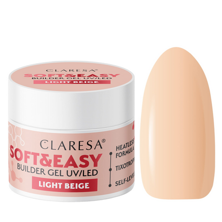CLARESA Żel budujący do paznokci Soft&Easy LIGHT BEIGE - 12g - MAŁY