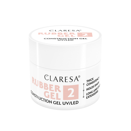 CLARESA Żel budujący do paznokci RUBBER GEL 2 - 45g - ŚREDNI