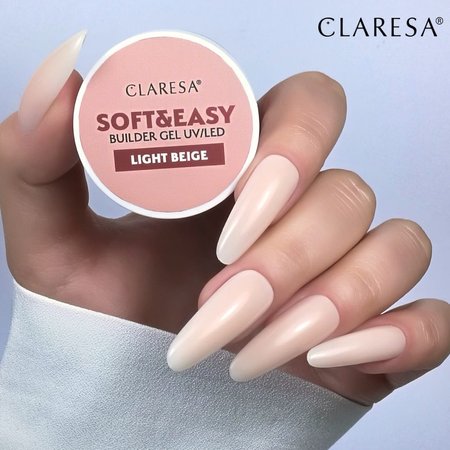 CLARESA Żel budujący do paznokci Soft&Easy LIGHT BEIGE - 45g - ŚREDNI