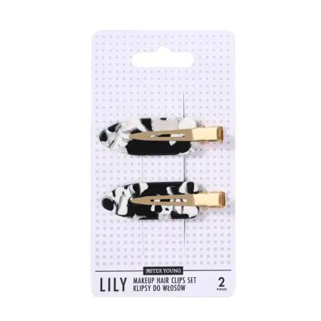 SISTER YOUNG Spinki do włosów LILY - BLACK AND WHITE - 2 sztuki