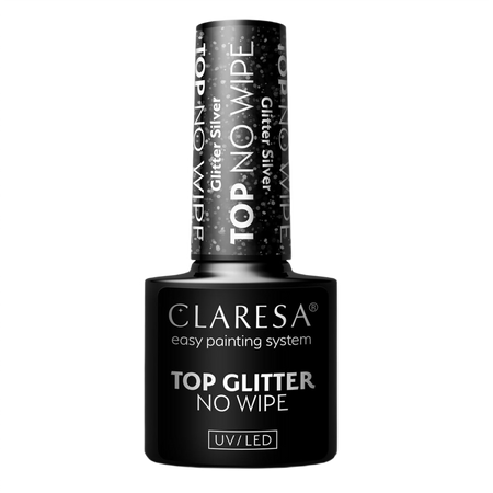 CLARESA Top hybrydowy GLITTER SILVER No Wipe - 5g