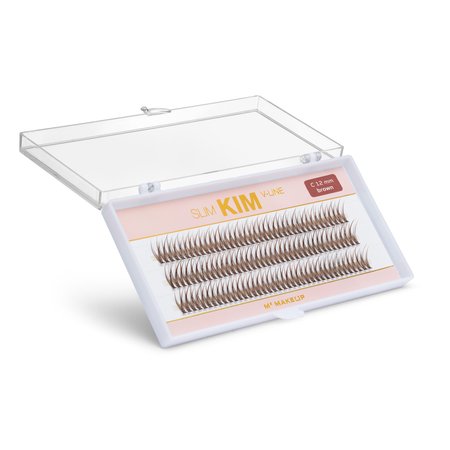 MUA STORE Kępki rzęs jedwabne SLIM KIM V-line - 12mm - BRĄZOWE