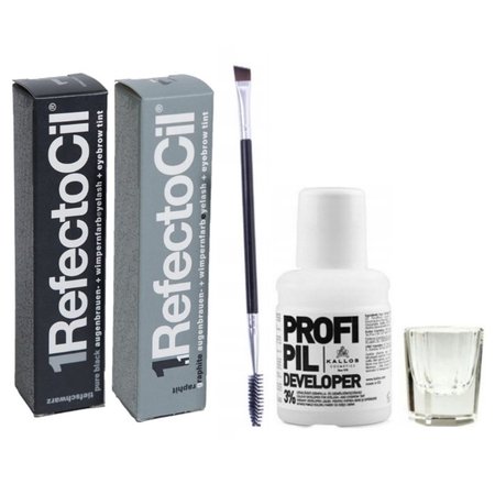 REFECTOCIL Henna Czarna + Grafitowa + Woda 3% pędzelek kieliszek