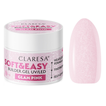 CLARESA Żel budujący do paznokci Soft&Easy GLAM PINK - 45g - ŚREDNI