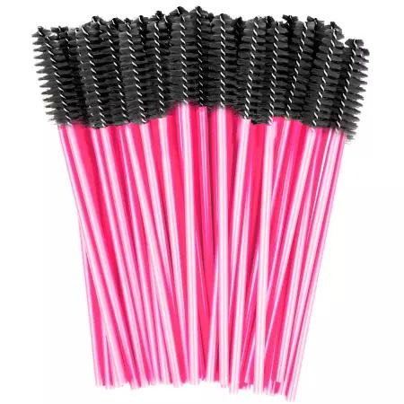 CLAVIER Szczoteczki do rzęs Różowe - 50 sztuk - JASNY RÓŻ - CAŁE OPAKOWANIE