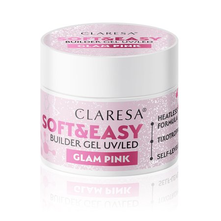 CLARESA Żel budujący do paznokci Soft&Easy GLAM PINK - 12g - MAŁY