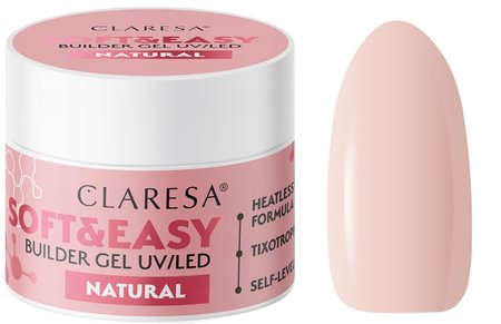 CLARESA Żel budujący do paznokci Soft&Easy NATURAL - 45g - ŚREDNI