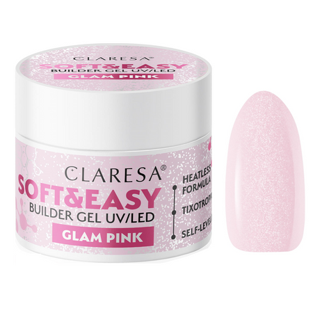 CLARESA Żel budujący do paznokci Soft&Easy GLAM PINK - 90g