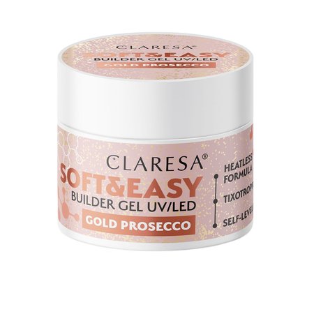 CLARESA Żel budujący do paznokci Soft&Easy GOLD PROSECCO - 45g - ŚREDNI