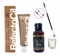 REFECTOCIL Henna żelowa JASNY BRĄZ 3.1 + Woda Scandic Line 2% + Pędzelek + Kieliszek