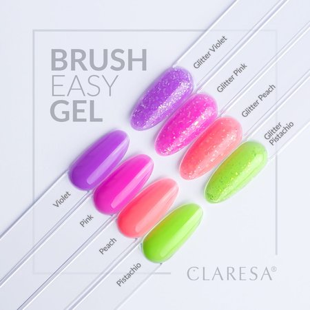 CLARESA Żel w butelce do paznokci BRUSH EASY GEL - GLITTER VIOLET - 5g