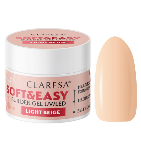 CLARESA Żel budujący do paznokci Soft&Easy LIGHT BEIGE - 90g - DUŻY