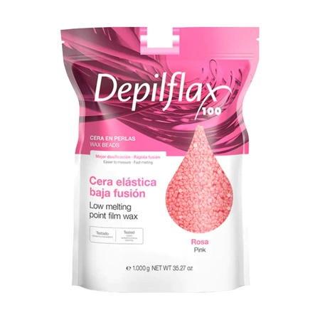 DEPILFLAX Wosk do depilacji perłowy ROSA Różowy - 1000g