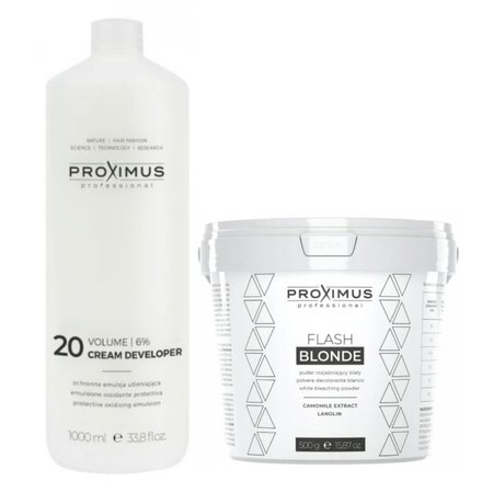 PROXIMUS Zestaw Rozjaśniacz do włosów FLASH BLONDE + Emulsja utleniająca oxydant 6%