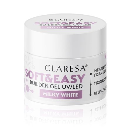 CLARESA Żel budujący do paznokci Soft&Easy MILKY WHITE - 45g - ŚREDNI