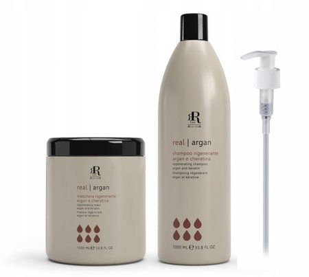 RR LINE Zestaw do regeneracji włosów ARGAN Szampon + Maska - 2x1000ml