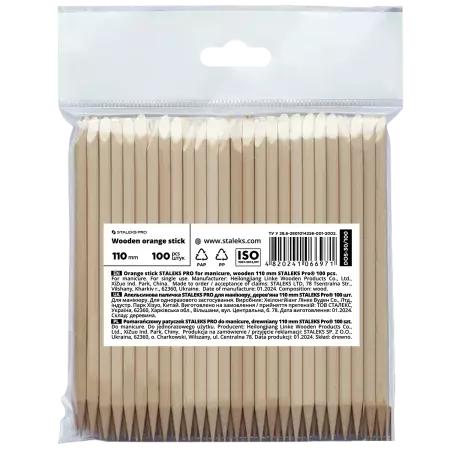 STALEKS Patyczki drewniane do skórek 100 sztuk - 110mm - DOS-30/100