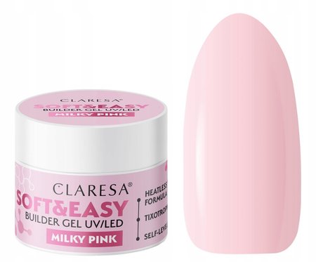 CLARESA Żel budujący do paznokci Soft&Easy MILKY PINK - 12g - MAŁY