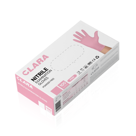 CLARA Rękawiczki nitrylowe jednorazowe RÓŻOWE/PINK - M