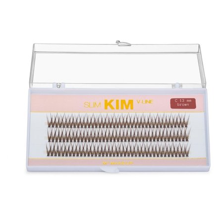 MUA STORE Kępki rzęs jedwabne SLIM KIM V-line - 13mm - BRĄZOWE