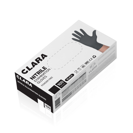 CLARA Rękawiczki nitrylowe jednorazowe CZARNE/BLACK - M