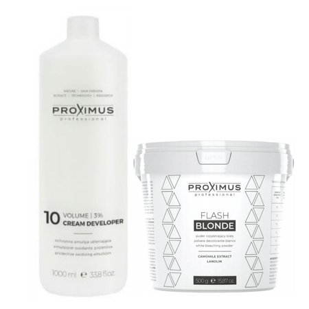 PROXIMUS Zestaw Rozjaśniacz do włosów FLASH BLONDE + Emulsja utleniająca oxydant 3%
