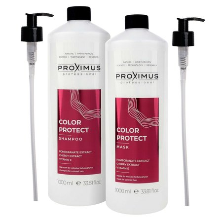 PROXIMUS Szampon + Maska do włosów farbowanych COLOR PROTECT 2x1000ml + 2x pompka
