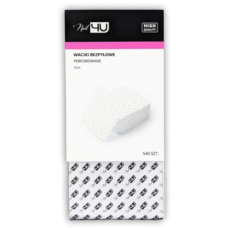 NAIL4U Waciki bezpyłowe perforowane do paznokci Białe - 540 sztuk