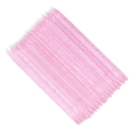 CLAVIER Patyczki do manicure do skórek plastikowe brokat Różowe - 50 sztuk