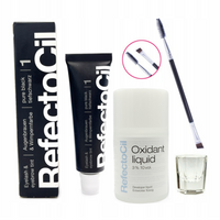 REFECTOCIL Henna żelowa CZARNA 1 + Woda 3% w płynie + Pędzelek + Kieliszek