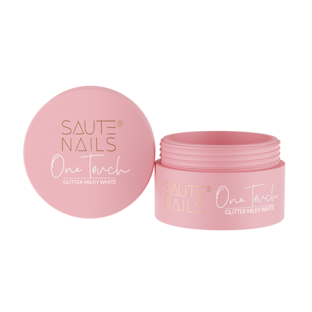 SAUTE NAILS Żel budujący do paznokci ONE TOUCH - GLITTER MILKY WHITE - 50g - DUŻY