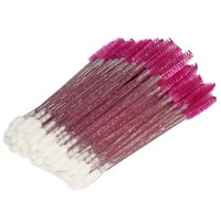 NAIL4U Dwustronny aplikator do rzęs i ust - Ciemny róż z brokatem - 50 sztuk