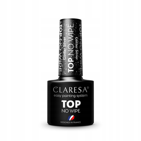 CLARESA Top hybrydowy GLITTER SILVER No Wipe - 5g