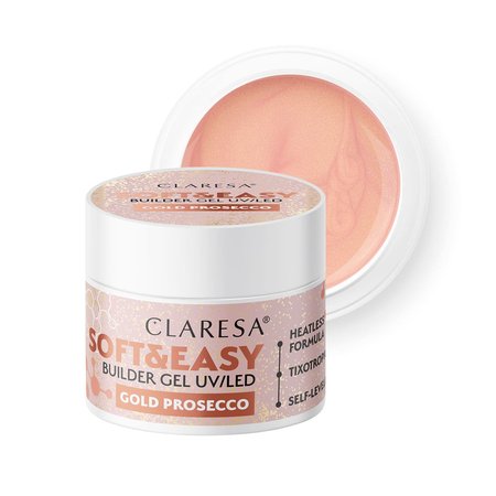 CLARESA Żel budujący do paznokci Soft&Easy GOLD PROSECCO - 12g - MAŁY