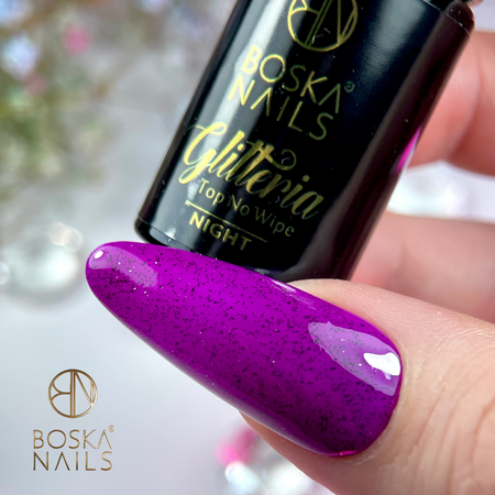 BOSKA NAILS Top hybrydowy No Wipe Glitteria NIGHT - 6ml