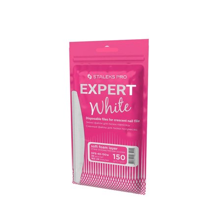 STALEKS Wymienne pilniki białe na bazie miękkiej do pilnika ŁÓDKA Półksiężyc EXPERT 40 #150 - 30 sztuk - DFE-40-150w