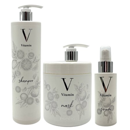 PROFIS Szampon + Maska + Serum do włosów VITAMIN 2x1000ml + 100ml