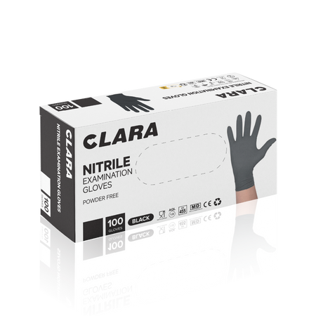 CLARA Rękawiczki nitrylowe jednorazowe CZARNE/BLACK - M
