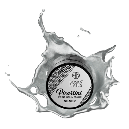 BOSKA NAILS Żel do zdobień paznokci Picassini Metalic SILVER - 5ml