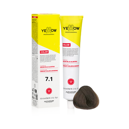 ALFAPARF YELLOW Farba do włosów 7.1 - Średni popielaty blond - 100ml - NOWA